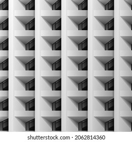 Background for a presentation on architecture. A modern architectural structure. Vector illustration of a multi-storey building in bright colors and bright rays of the sun.