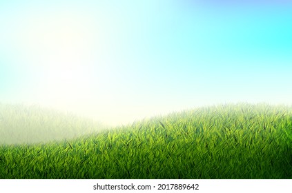 Background for a presentation on ecology. Hills with green grass. Abstract vector illustration of grass on green hills with the former angular lighting.