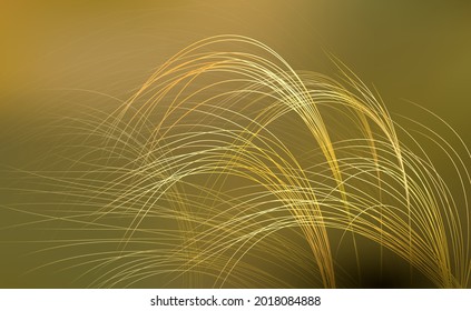 Background for a presentation on ecology. Landscape leaves grass and wind. Abstract vector illustration of steppe grass blown by the wind on a yellow-green background.