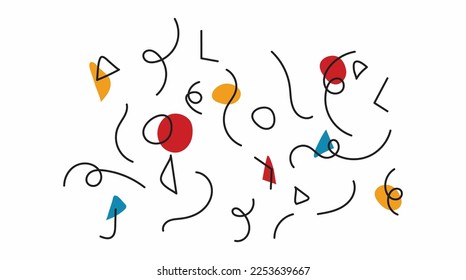 Background of primary colors and abstract handmade drawings