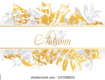 Background with printed leaves. Art illustration of autumn foliage.