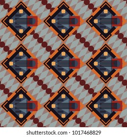 Background for printing brochure, poster, textile design, fabric, card. Vector seamless creative pattern with hand draw geometric composition in modern abstract style in gray, black and pink colors.