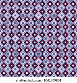 Background for printing brochure, poster, textile design, fabric, card. Vector seamless creative pattern with hand draw geometric composition in modern abstract style in violet, black and white colors