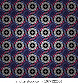 Background for printing brochure, poster, textile design, fabric, card. Vector seamless creative pattern with hand draw geometric composition in modern abstract style in gray, black and blue colors.