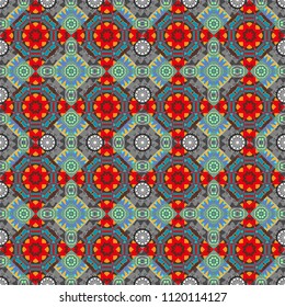 Background for printing brochure, poster, textile design, fabric, card. Vector seamless creative pattern with hand draw geometric composition in modern abstract style in brown, gray and blue colors.
