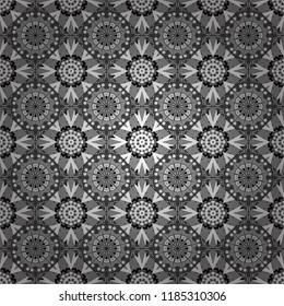 Background for printing brochure, poster, textile design, fabric, card. Vector seamless creative pattern with hand draw geometric composition in modern abstract style in black, white and gray colors.