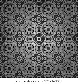 Background for printing brochure, poster, textile design, fabric, card. Vector seamless creative pattern with hand draw geometric composition in modern abstract style in gray, black and white colors.