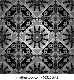 Background for printing brochure, poster, textile design, fabric, card. Vector seamless creative pattern with hand draw geometric composition in modern abstract style in white and black colors.