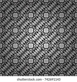 Background for printing brochure, poster, textile design, fabric, card. Vector seamless creative pattern with hand draw geometric composition in modern abstract style in gray, black and white colors.