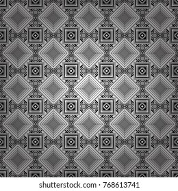 Background for printing brochure, poster, textile design, fabric, card. Vector seamless creative pattern with hand draw geometric composition in modern abstract style in white, gray and black colors.