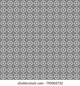 Background for printing brochure, poster, textile design, fabric, card. Vector seamless creative pattern with hand draw geometric composition in modern abstract style in gray, black and white colors.