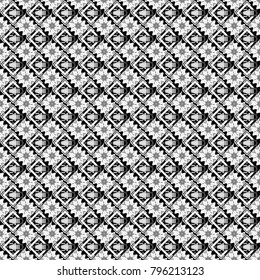 Background for printing brochure, poster, textile design, fabric, card. Vector seamless creative pattern with hand draw geometric composition in modern abstract style in black, white and gray colors.