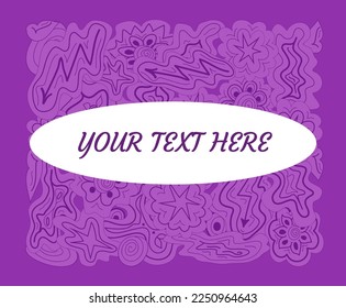 Background for prints with different doodle shapes and copy space for your text. Childlike scribbles, sketchy stars, flowers, clouds, lightnings - separate and editable. Romantic hand drawn elements