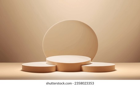 background products display podium with platform. background with podium. stand to show cosmetic product on podium. Stage showcase on pedestal display beige background studio,.vector illustration