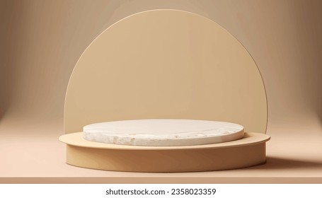 background products display podium with platform. background with podium. stand to show cosmetic product on podium. Stage showcase on pedestal display beige background studio,.vector illustration