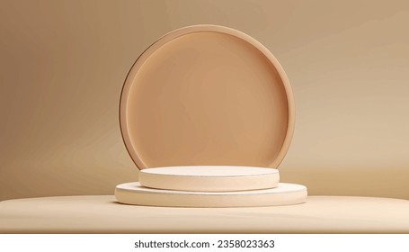 background products display podium with platform. background with podium. stand to show cosmetic product on podium. Stage showcase on pedestal display beige background studio,.vector illustration