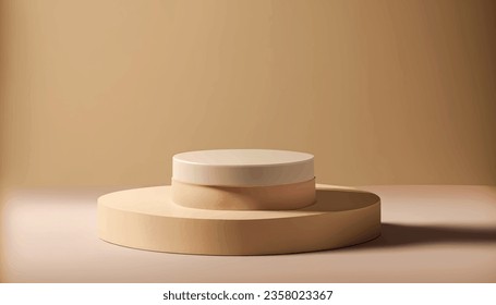 background products display podium with platform. background with podium. stand to show cosmetic product on podium. Stage showcase on pedestal display beige background studio,.vector illustration