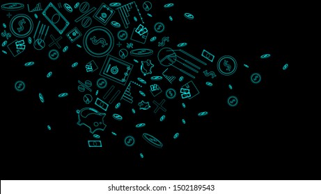 Background of profit and financial literacy. Used purse, piggy bank, money and various graphics. Can be used for web background banners. Flat isometric shape. Vector illustration on black background.