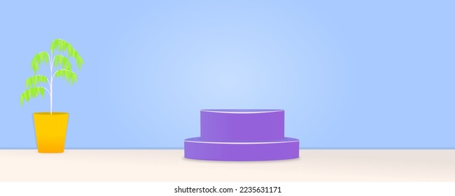 background promotion display cylinder Bamboo Leaves podium  purple  yellow Product display presentation empty space 