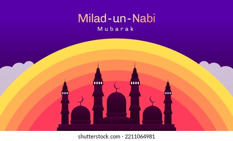 background of the Prophet's birthday celebration (happy milad un nabi mubarak) for Muslims around the world in October, mosque ornaments and graffiti