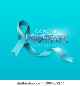 Background of the Prostate Cancer awareness tape. Blue ribbon with letters made of metal balls. Vector illustration