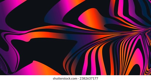 Antecedentes Arte Psicodélico Óptico con Twist Striped. Patrón de hipnosis de degradado de diseño vectorial para publicidad, web, medios sociales, afiche, pancarta, portada. Ilustración vectorial.