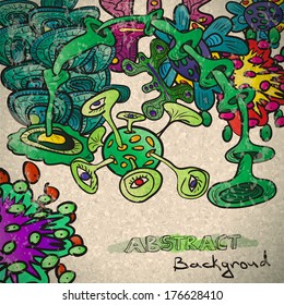 Background of psychedelic plants in vintage style 