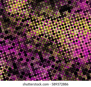 Background of purple, black and yellow circles Vector illustration