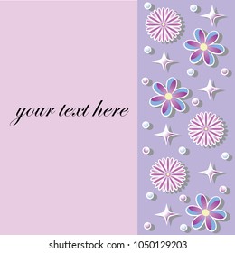 Background of purple fantasy flowers. Vector illustration.Tamplate for greeting card, poster, print. As banner for flower's shop, festival.
