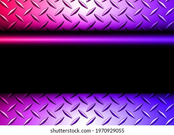 Background purple metallic, 3d vector design with diamond plate sheet metal texture.