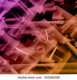 Background purple orange abstract triangle geometry pattern crystal universe.