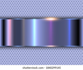 Background purple with polished metal texture, 3D design with perforated holes pattern, vector illustration.