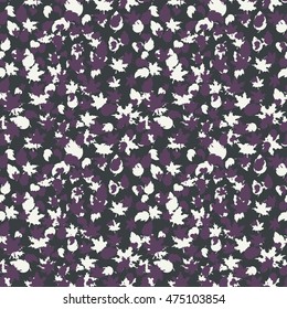 background of purple and white hand drawn leaves. Seamless pattern