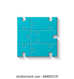 Background puzzle pattern. Simple six piece puzzle wallpaper template. banner presentation picture.