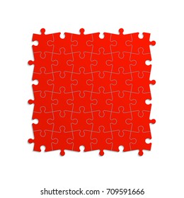 Background puzzle red pattern. Simple many piece puzzle wallpaper template banner presentation picture.