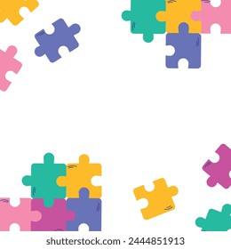 Background with Puzzles Poster. Vector graphics