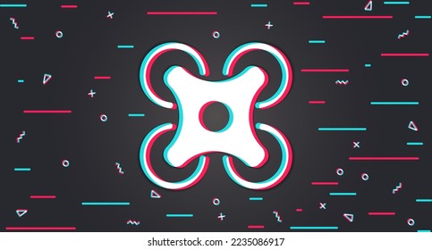 Background with quadcopter. Aircraft. Glitch background. Vector illustration