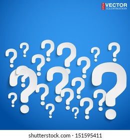 Background with question marks randomly scattered on the surface. Vector Illustration, eps10, editable and isolated.