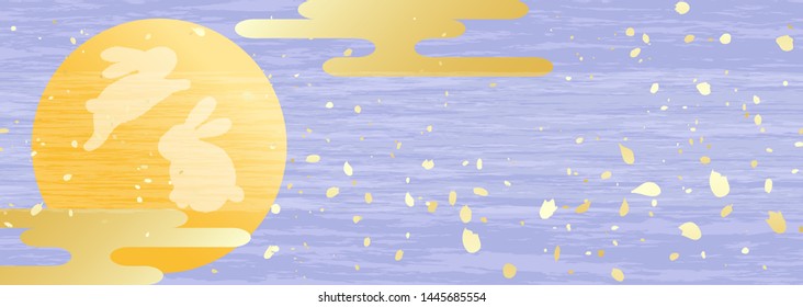 Background of rabbit reflected in fantastic full moon