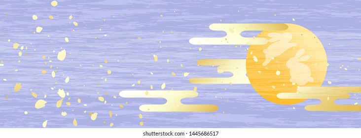 Background of rabbit reflected in fantastic full moon