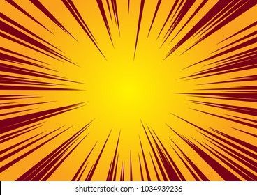 Hintergrund von Radiallinien für Comicbücher. Manga-Speed-Rahmen, Superheldenaktion, Explosionshintergrund. Schwarz-Weiß-Vektorgrafik
