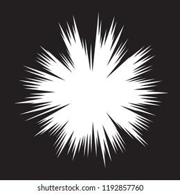 Background of radial lines for comic books. Manga speed frame, superhero action, explosion background. Black and white vector illustration