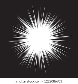 Background of radial lines for comic books. Manga speed frame, superhero action, explosion background. Black and white vector illustration