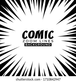 Hintergrund von Radiallinien für Comicbücher. Comischer Zoom, Geschwindigkeit, radialer Hintergrund. Vektorillustration und Illustration.
