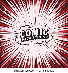 Hintergrund der Radiallinien für Comicbücher. Comischer Hintergrund. Vektor und Illustration.
