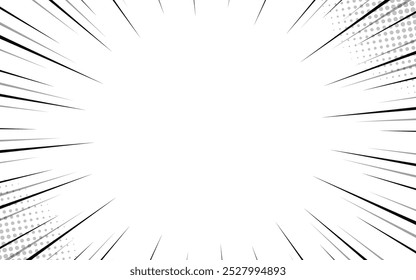 Background of radial lines for comic books. Manga speed frame, superhero action, explosion background.
