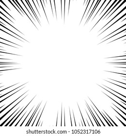 Background radial lines on a white background. Comic book speed, explosion. Vector illustration for graphic design.