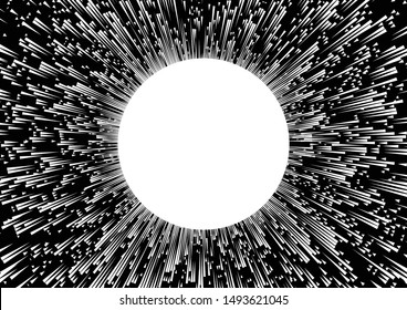 Background of radial white speed lines of the sun on black concept. vector illustration.