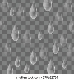 Background with rain drops.Transparent drops of rain on a plaid background