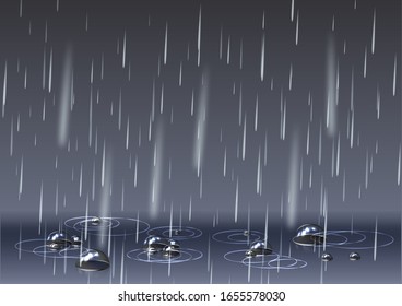 Background with rain and waves on the drops. vector